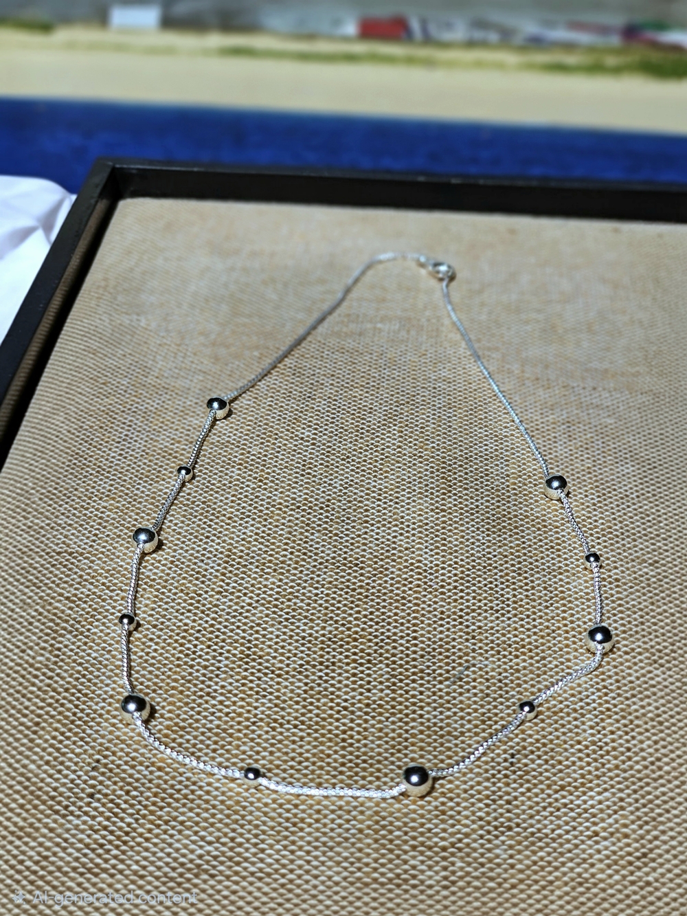 UltraFine 950 Pure Silver Alternating Ball Station Chain Necklace 24" NIB Italy